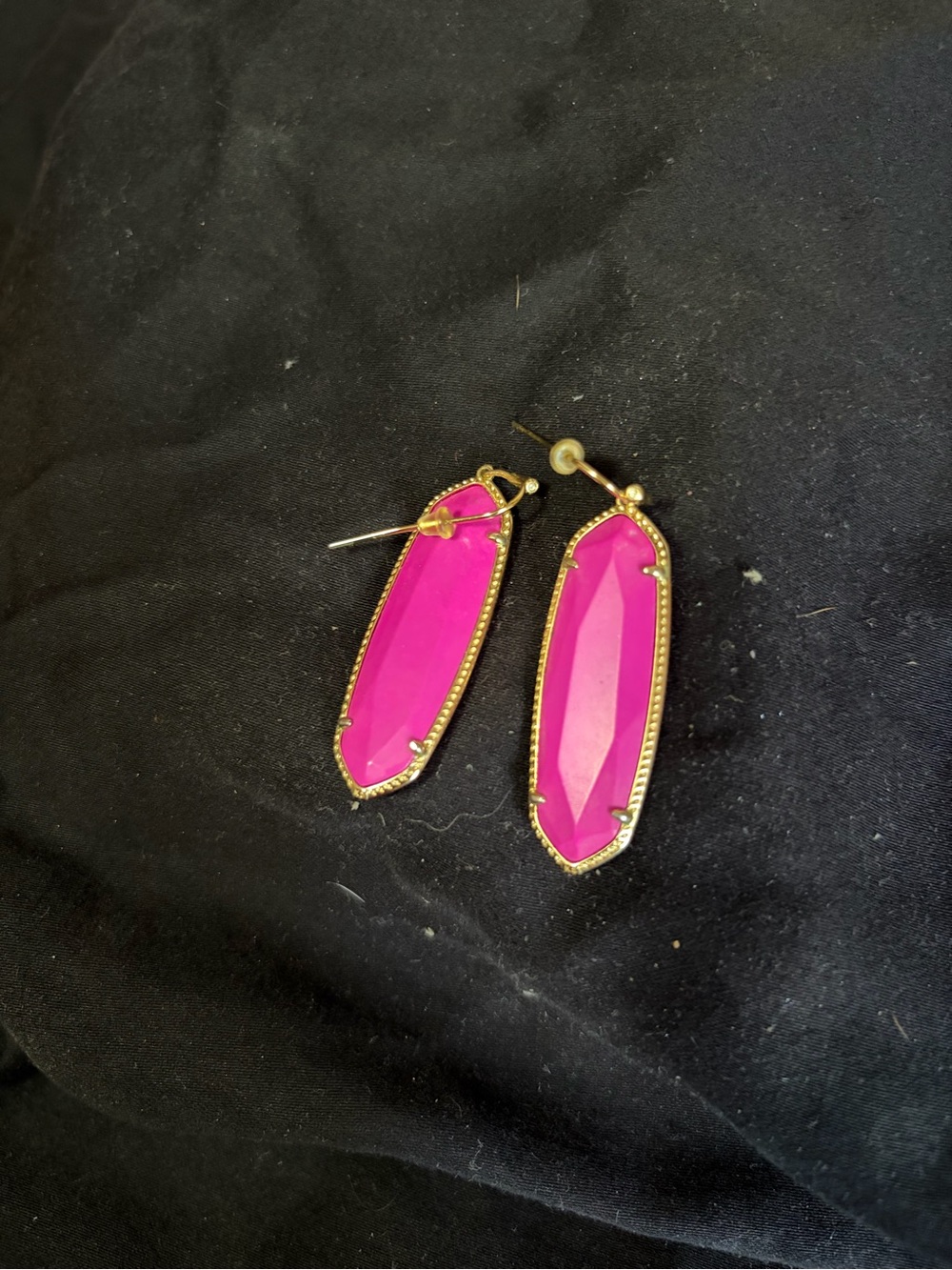 Kendra Scott Faceted Elle Drop Earrings Gold Magenta Hot Pink